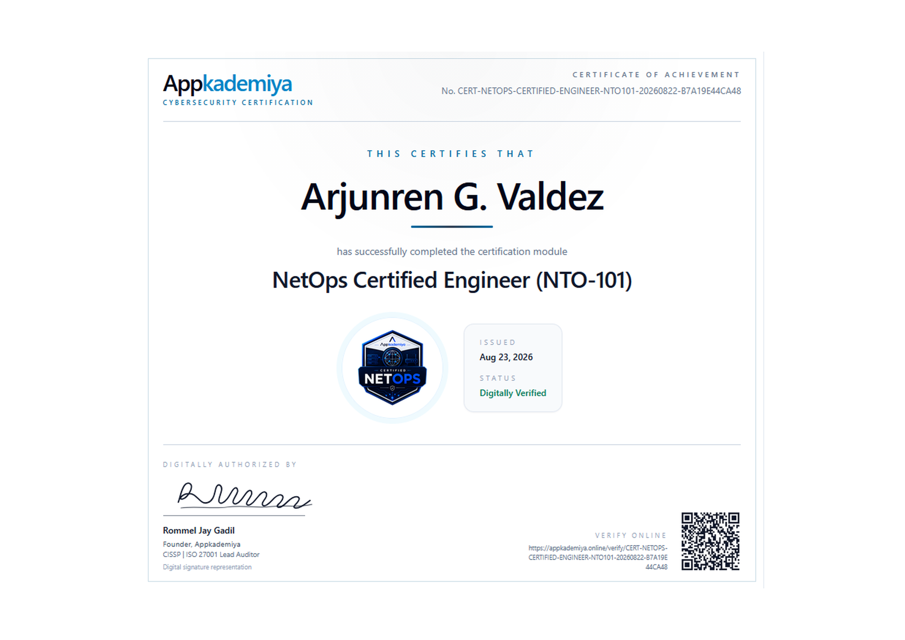 NetOps Certified Engineer certificate
