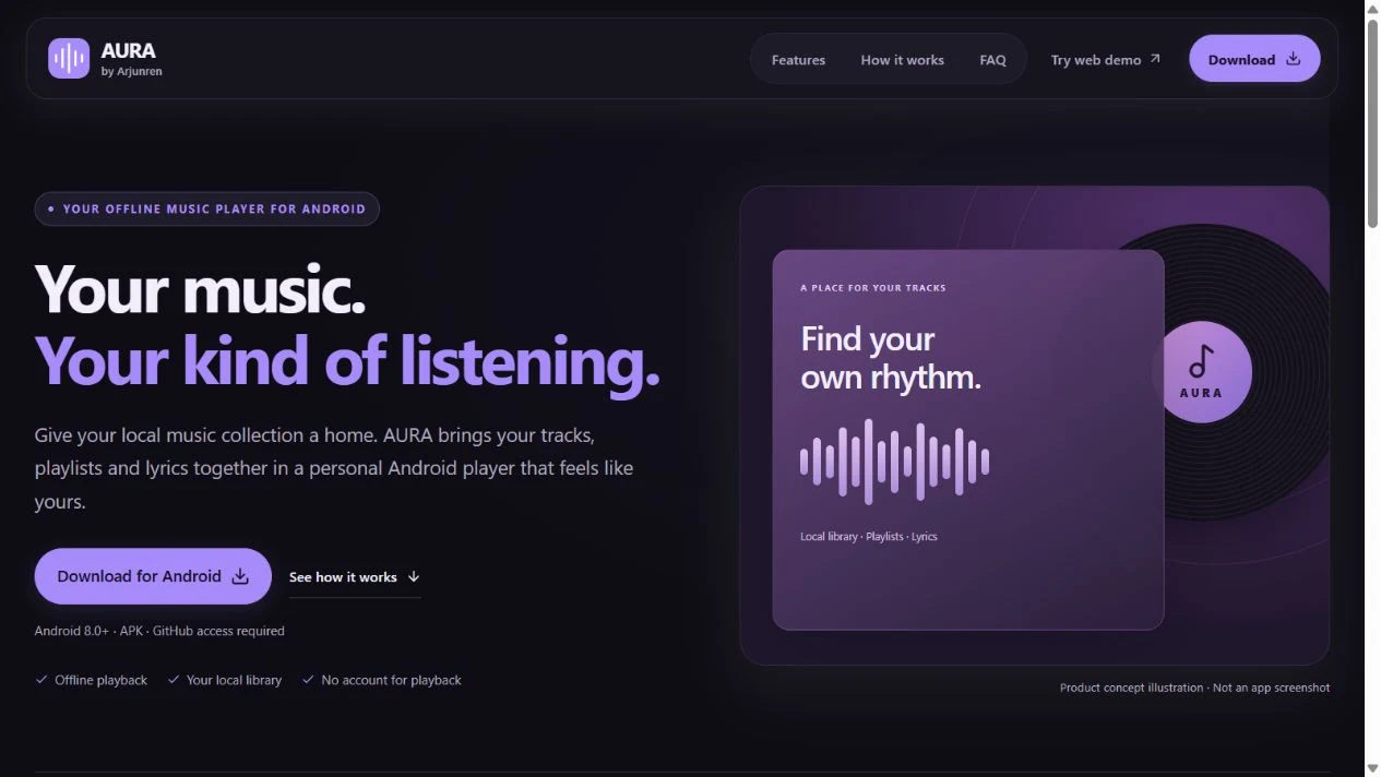 AURA product website preview