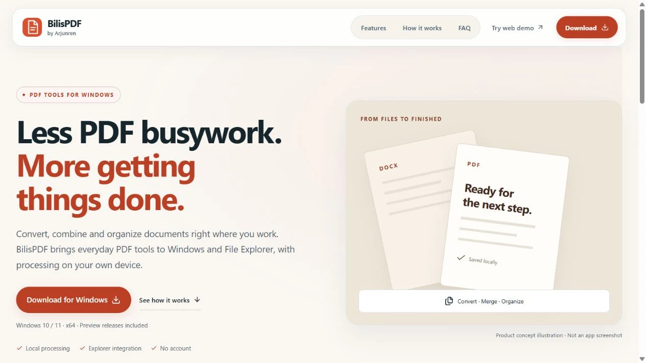 BilisPDF product website preview